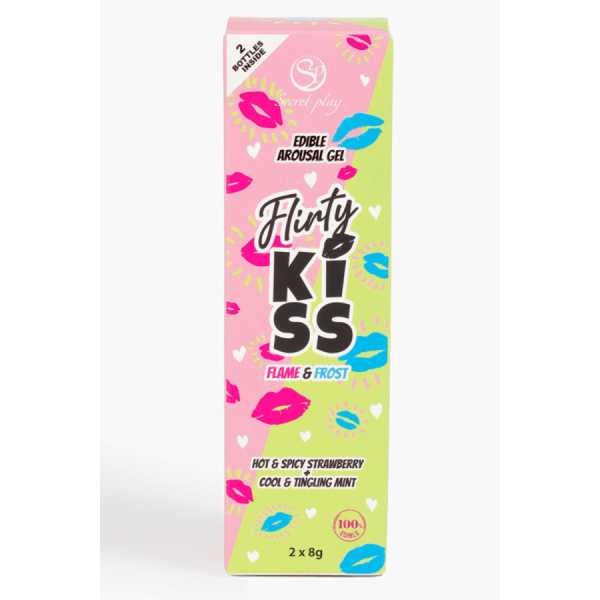 Gels pour Sexe Oral Fraise & Menthe  Flirty Kiss 2×8 gr Secret Play